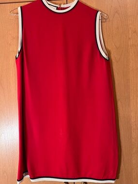 Gucci Red Sleeveless Shift Dress with Contrast Trim